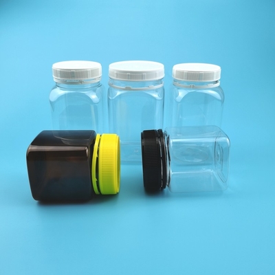 タンパーの明白なふたが付いている空200ml 320ml 400mlのプラスチック蜂蜜の瓶の正方形