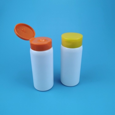 白い80g 100g 150g Plastic Loose Powder Jar With Flip Cap